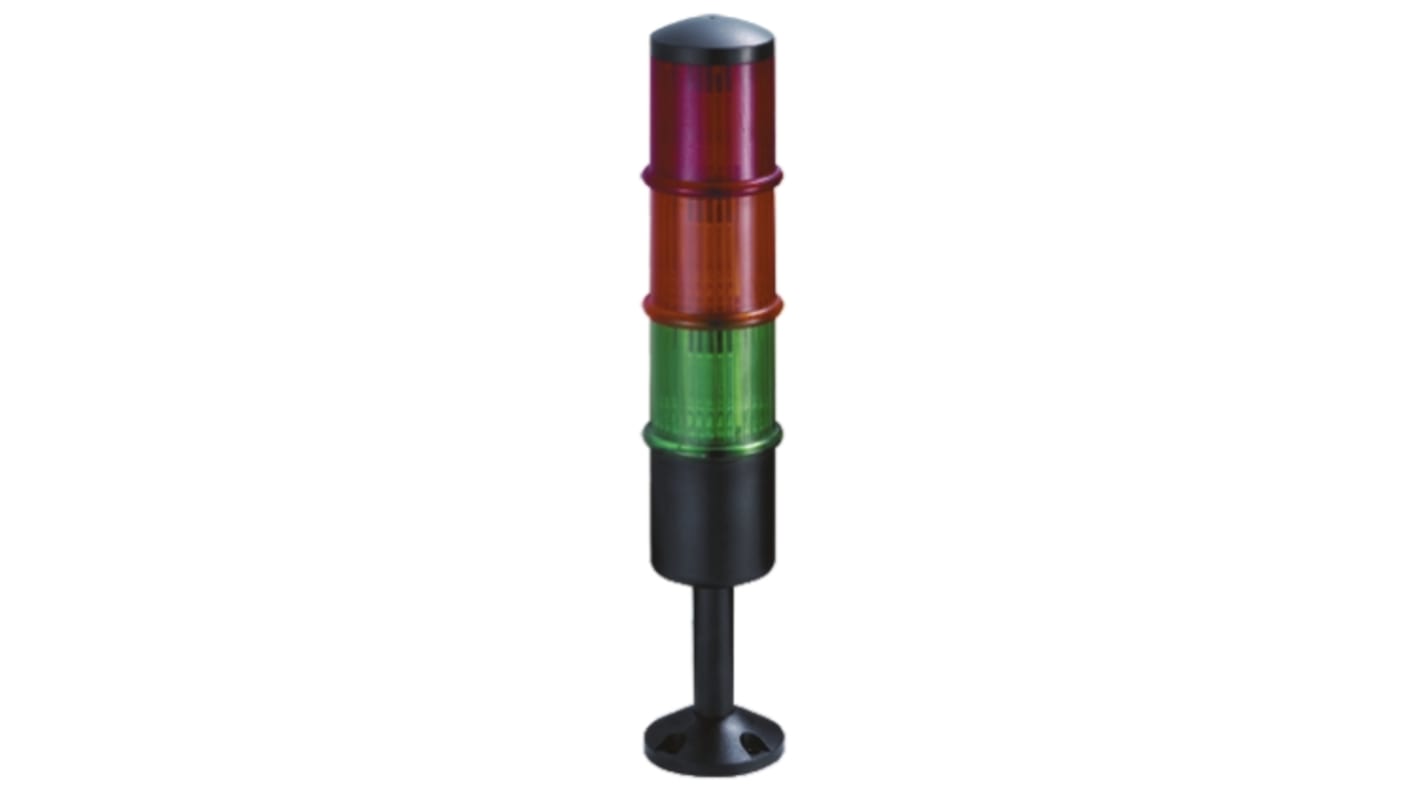 Colonnes lumineuses pré-configurées à Filament Feu Flash, Rouge / Jaune / Vert, série SL-100, 24 V (c.a./c.c.)