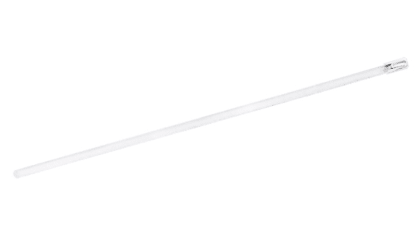 RS PRO Cable Tie, Roller Ball, 125mm x 4.6 mm, White Polyester Coated Stainless Steel, Pk-100