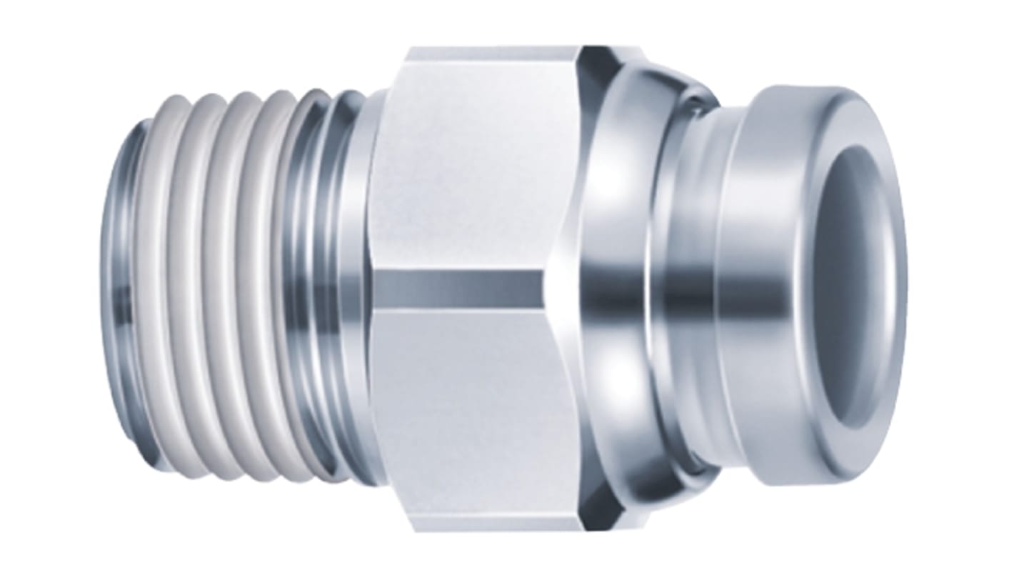 SMC KQB2 Series Straight Threaded Adaptor, R 1/2 Male to Push In 12 mm, Threaded-to-Tube Connection Style