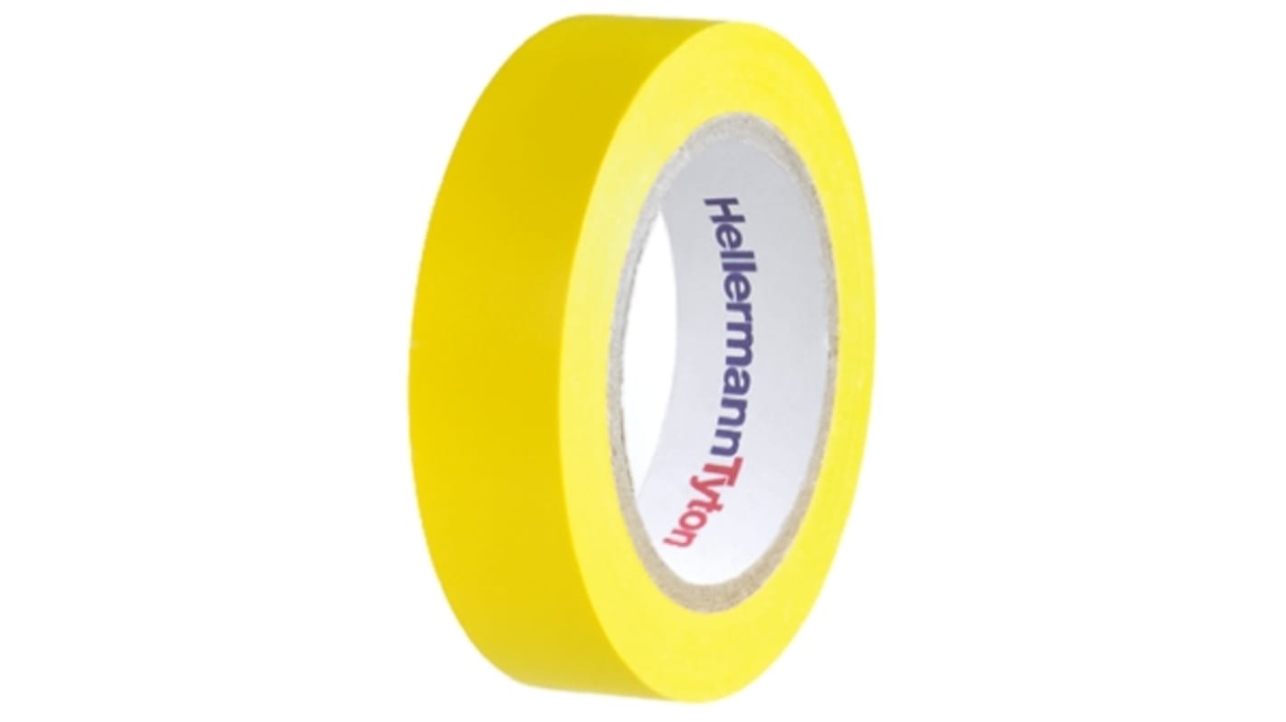 HellermannTyton Yellow PVC Electrical Insulation Tape, 15mm x 10m