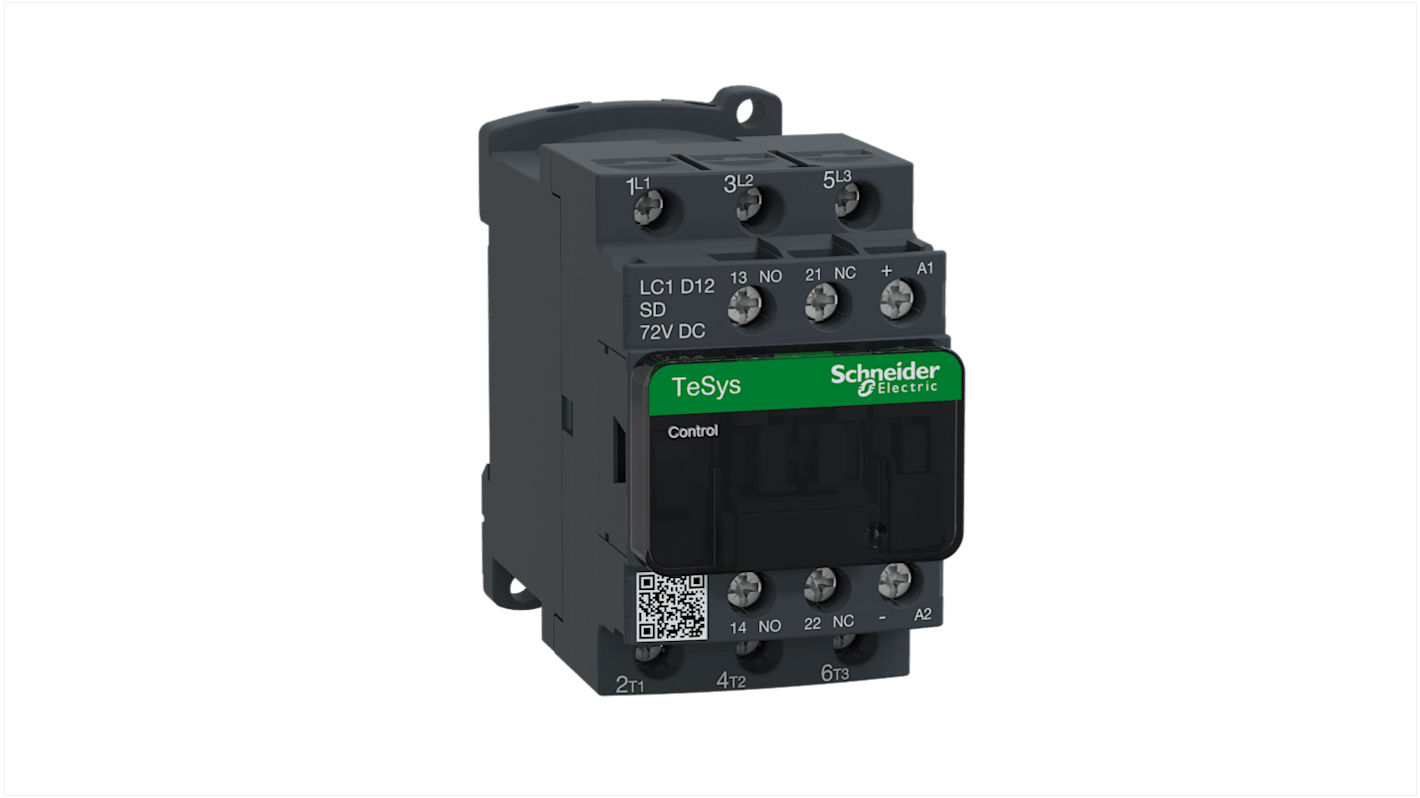 Schneider Electric LC1D Series Contactor, 72 V dc Coil, 3-Pole, 12 A, 3NO, 690 V ac