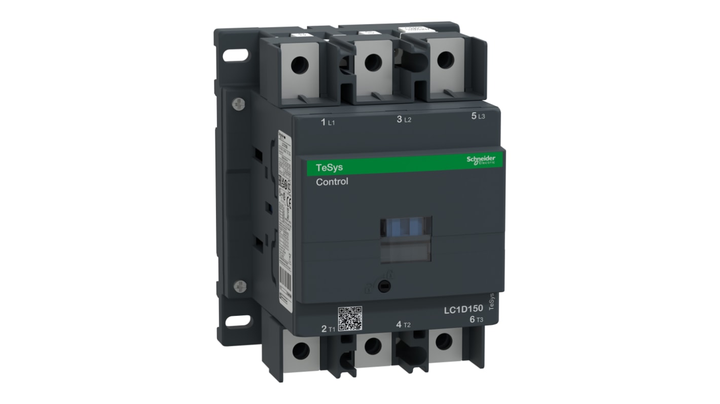 Schneider Electric TeSys D LC1D Contactor, 220 V ac Coil, 3-Pole, 150 A, 3NO, 1 kV ac, 690 V dc