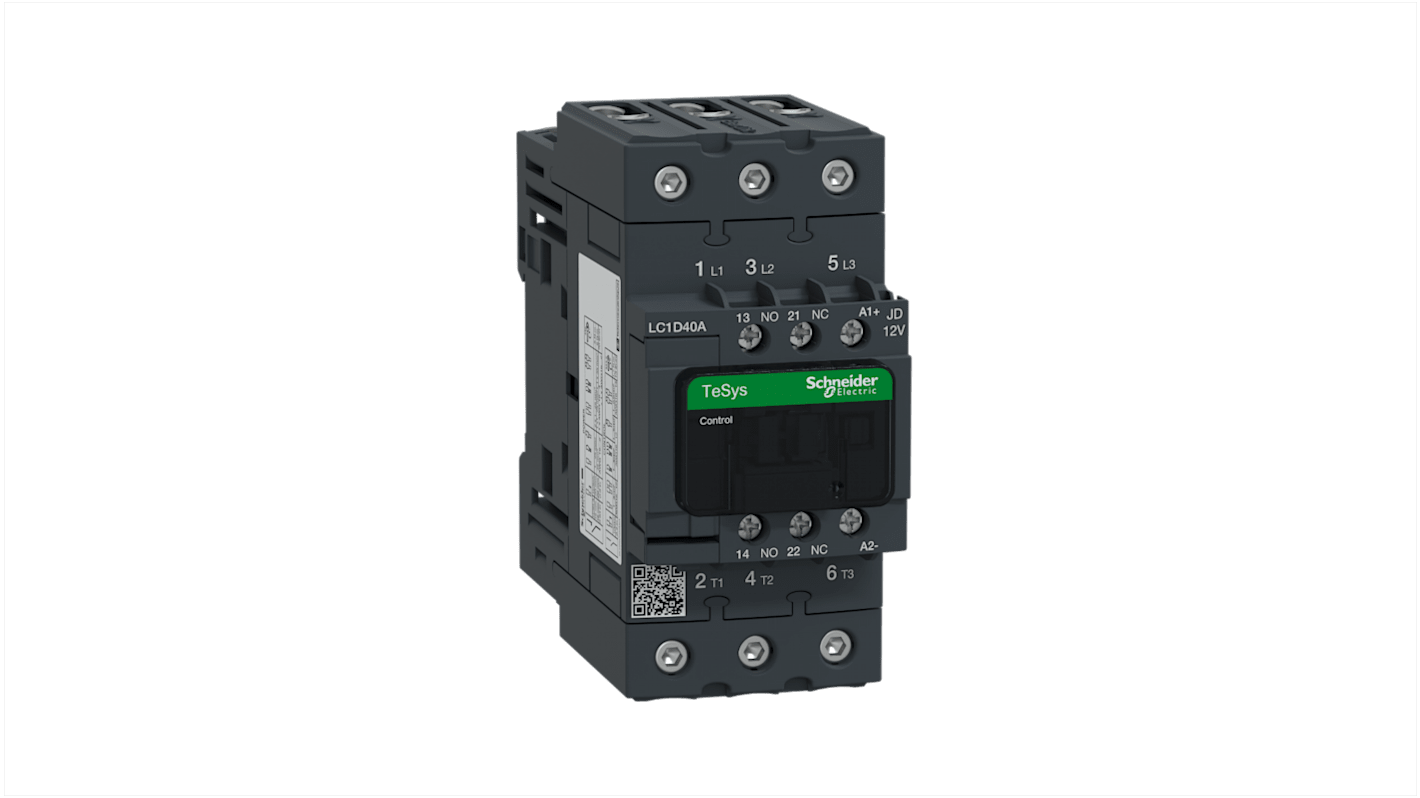 Schneider Electric LC1D Series Contactor, 12 V dc Coil, 3-Pole, 40 A, 3NO, 690 V ac/dc