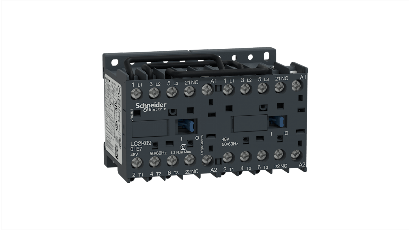 SCHNEIDER IEC Magnetic Contactor: Non-Reversing, 3 Poles, 9 A, 220V AC  Coil, 1NO/1NC