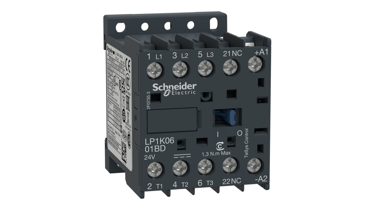 Contattore Schneider Electric, serie LP1K, 3 poli, 3 NA, 6 A, bobina 110 V c.c.