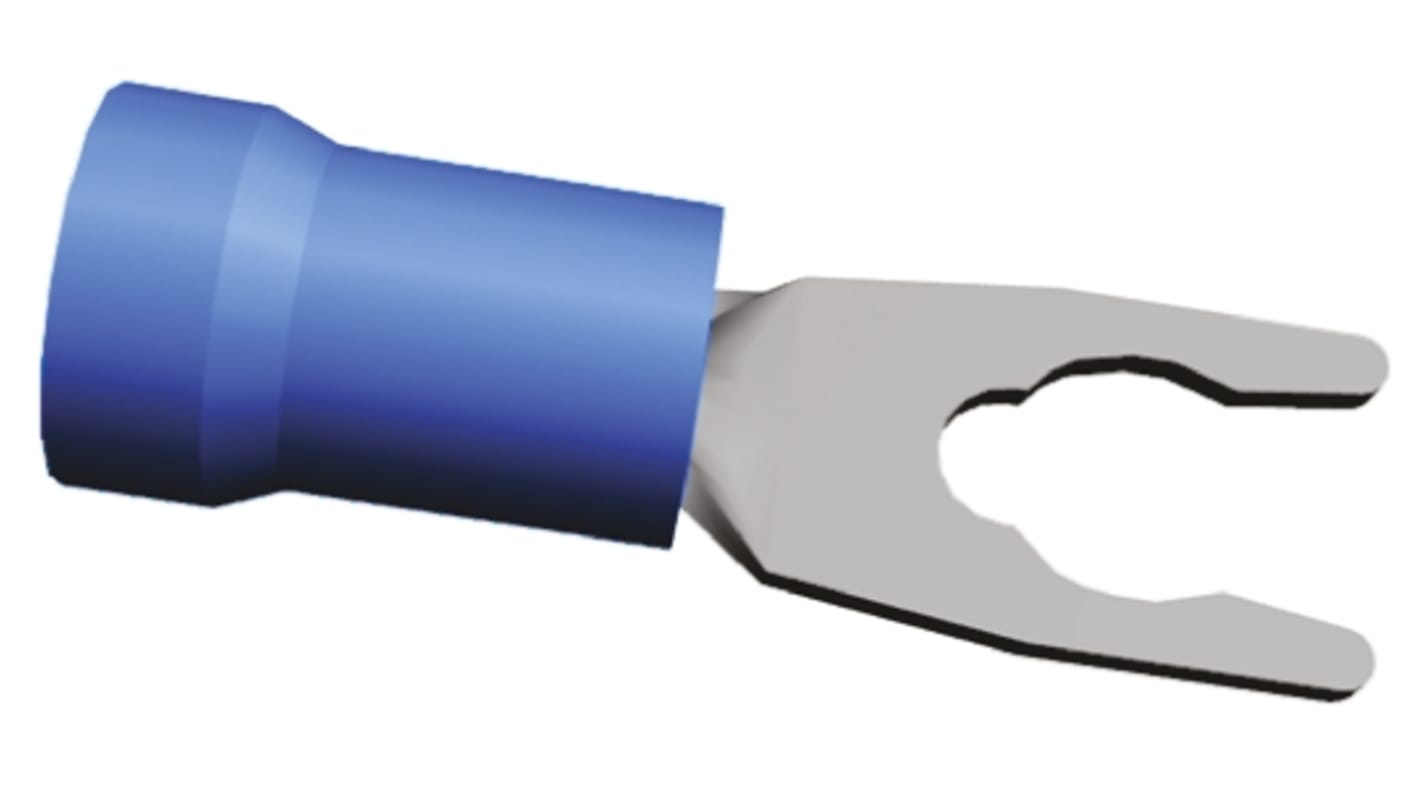 TE Connectivity, PLASTI-GRIP Insulated Crimp Spade Connector, 1mm² to 2.6mm², 16AWG to 14AWG, M4 Stud Size Vinyl, Blue