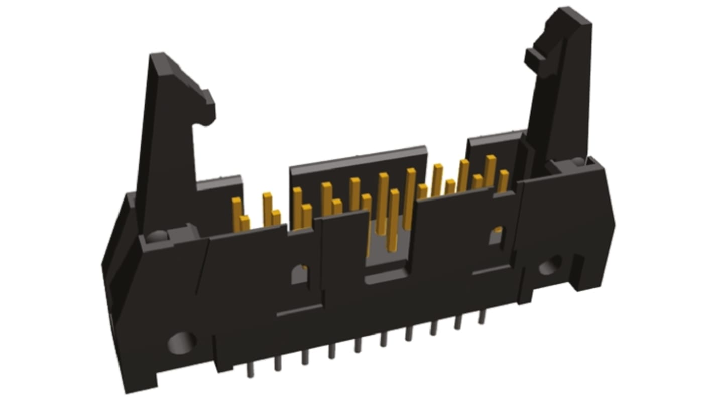 TE Connectivity AMP-LATCH Series Straight Through Hole PCB Header, 16 Contact(s), 2.54mm Pitch, 2 Row(s), Shrouded