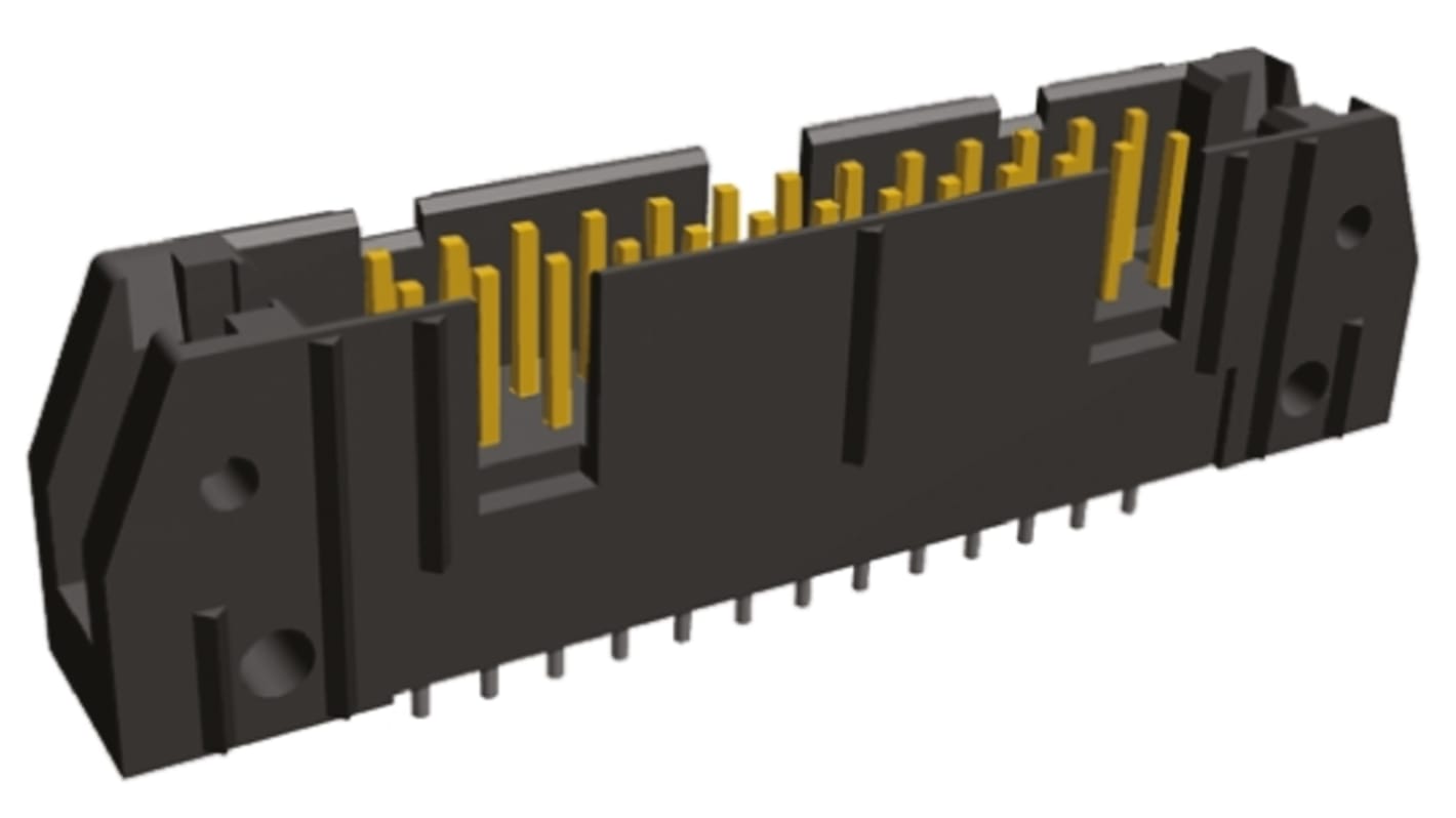 TE Connectivity AMP-LATCH Series Straight Through Hole PCB Header, 10 Contact(s), 2.54mm Pitch, 2 Row(s), Shrouded