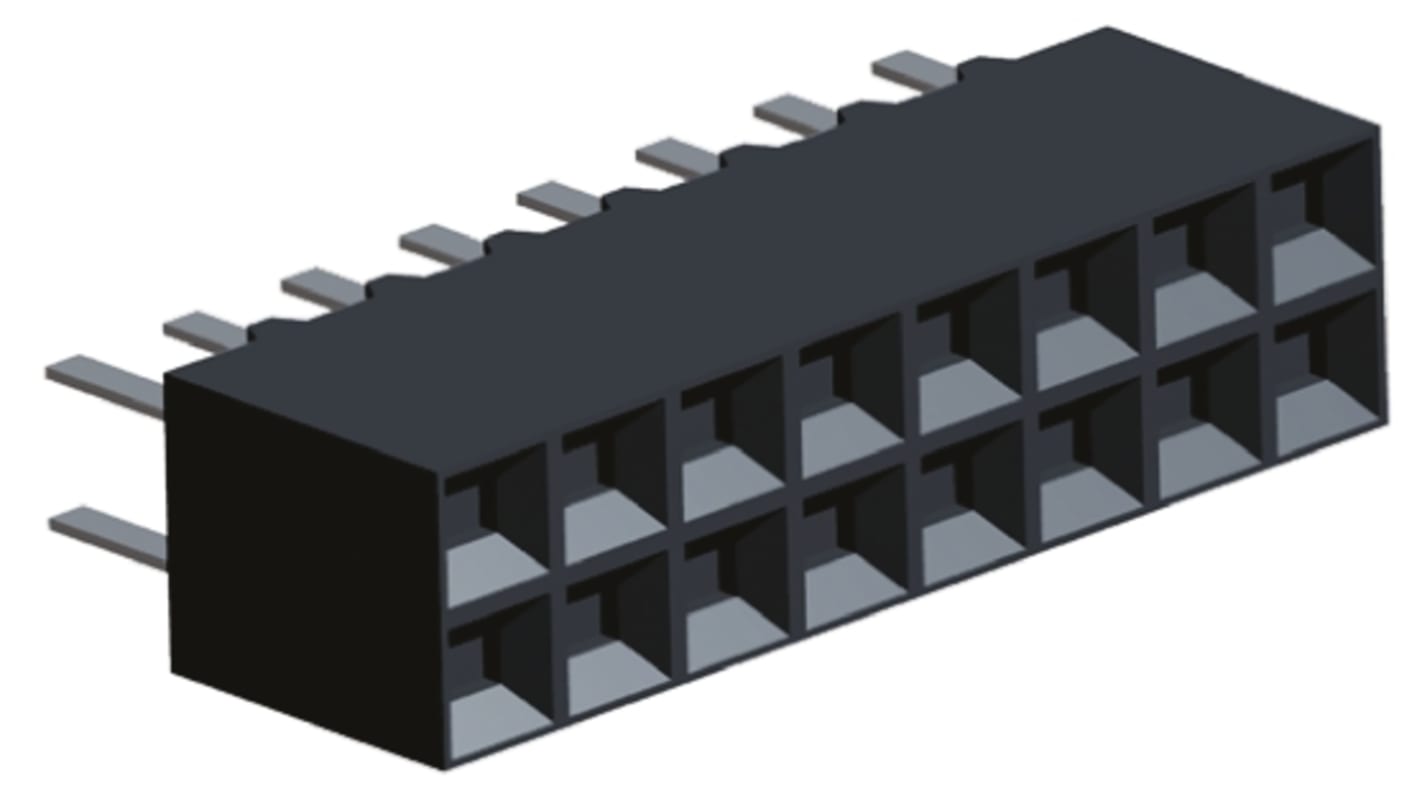 TE Connectivity AMPMODU MOD IV Series Straight Through Hole Mount PCB Socket, 16-Contact, 2-Row, 2.54mm Pitch, Solder