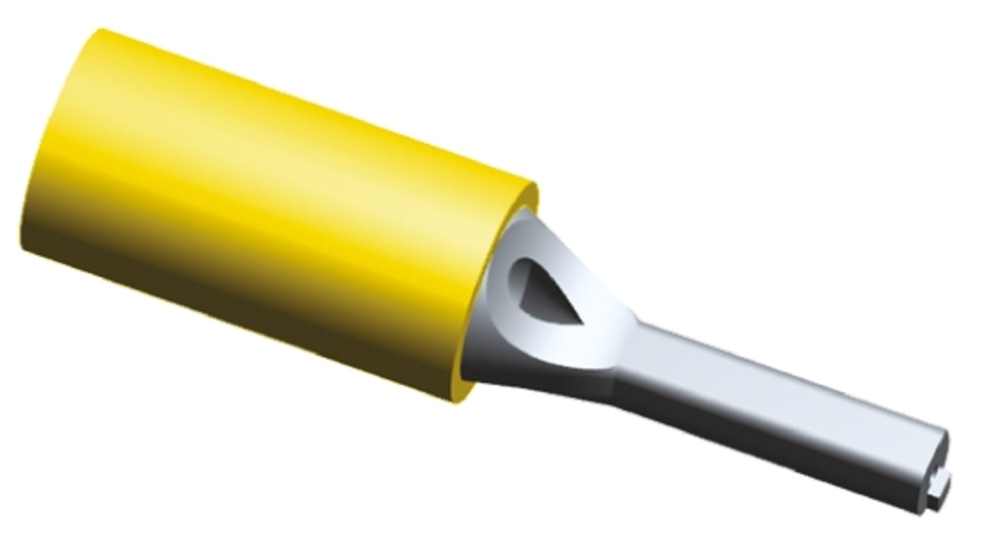 TE Connectivity Stiftkabelschuh, Serie PLASTI-GRIP, Gelb Isoliert PVC min. 2.6mm², max. 6.6mm² 12AWG 10AWG, Ø 2.59mm