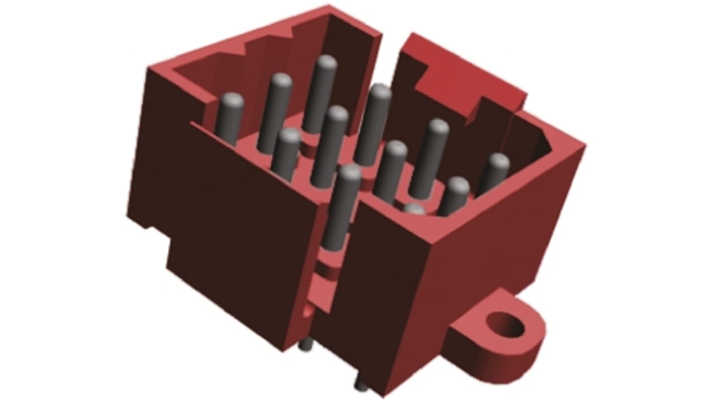Conector macho para PCB TE Connectivity serie Metrimate de 12 vías, 4 filas, paso 5.0mm, para soldar, Montaje en