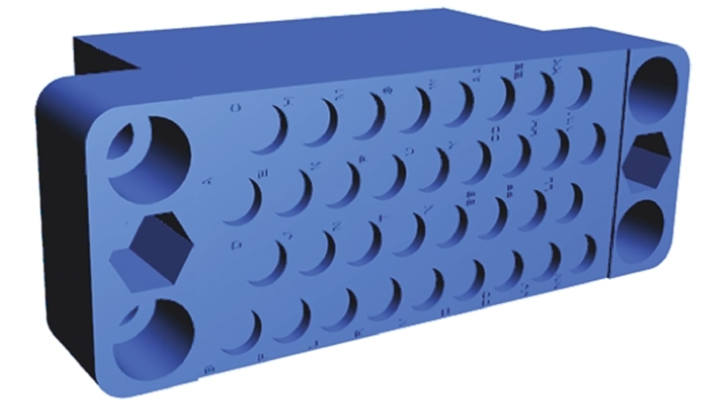 TE Connectivity M Series Straight Free Hanging, Panel Mount Housing, 34-Contact, 4-Row, 3.68mm Pitch, Solder Termination