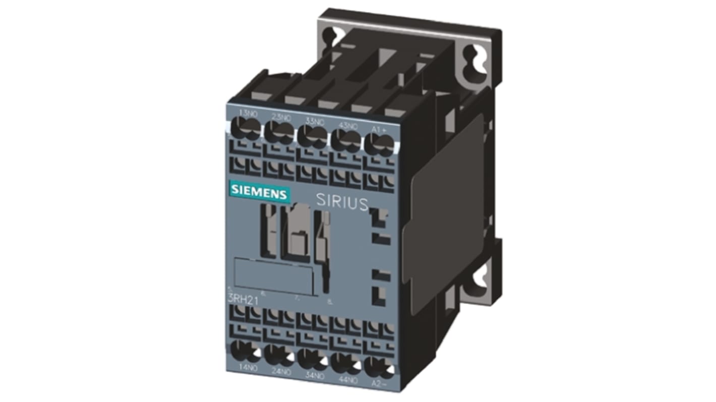 Siemens SIRIUS Innovation 3RH2 Contactor, 110 V dc Coil, 4-Pole, 10 A, 4NO, 690 V ac