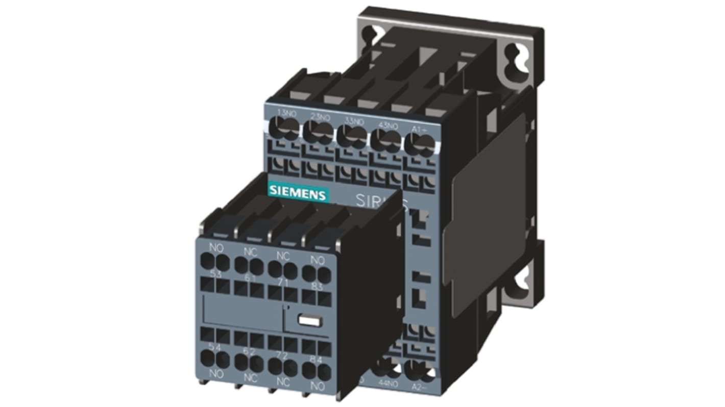 Contattore Siemens, serie 3RH2, 6NO + 2NC, bobina 24 V c.c.