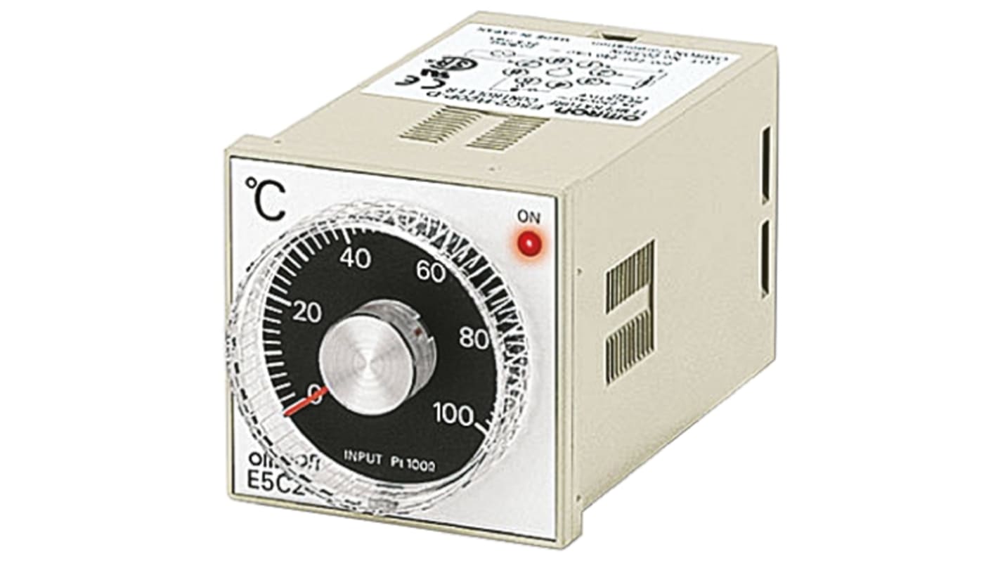 Omron E5C2 Panel Mount, Din-Rail Removable Socket On/Off Temperature Controller, 48 x 48mm Relay, 100 → 240 V ac Supply