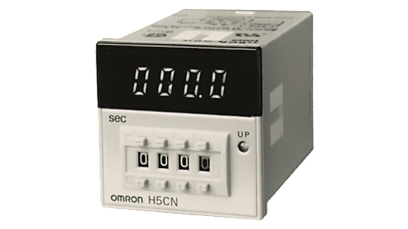 Omron H5CN Series DIN Rail, Panel Mount, Surface Mount Timer Relay, 12 → 48V dc, 1-Contact, 1s, 1-Function