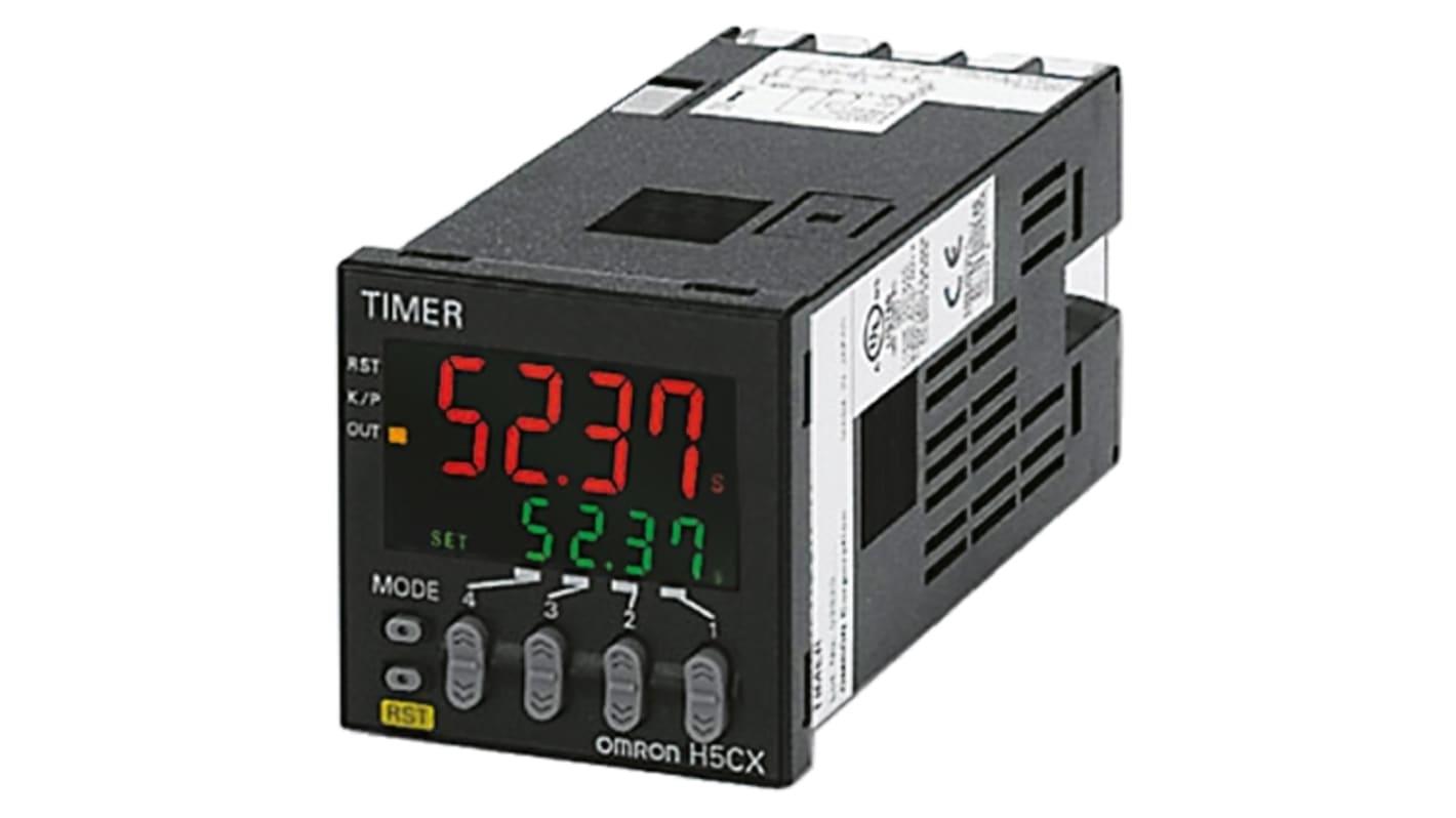 Temporizador multifunción Omron H5CX, 100 → 240V ac, 5A, 2 contactos, tempo. 0.001 s → 9999h