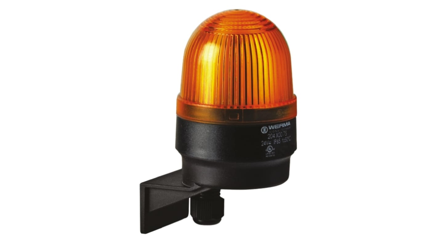 Werma EM 205 Series Yellow Flashing Beacon, 24 V dc, Wall Mount, Xenon Bulb, IP65