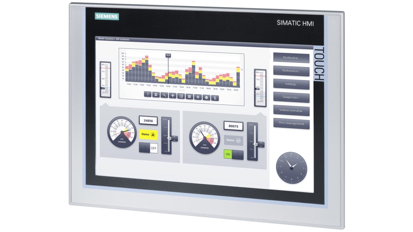 Siemens HMI panel 12,1" TFT, SIMATIC TP1200 Comfort Szín, 1280 x 800pixelek PROFINET, MPI, PROFIBUS DP, 241 x 330 x