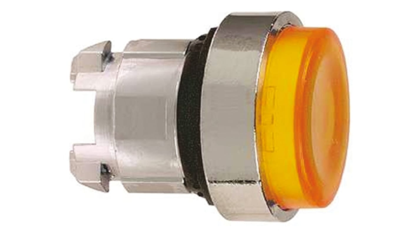 Cabezal de pulsador Schneider Electric serie Harmony XB4, Ø 22mm, de color Orange, Retorno por Resorte, Índices de
