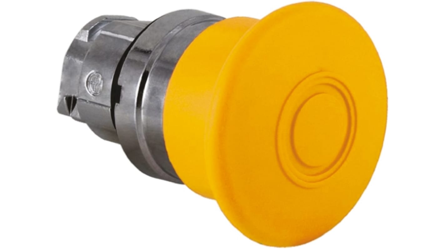 Cabezal de pulsador Schneider Electric serie Harmony XB4, Ø 22mm, de color Orange, Enclavamiento, Índices de protección