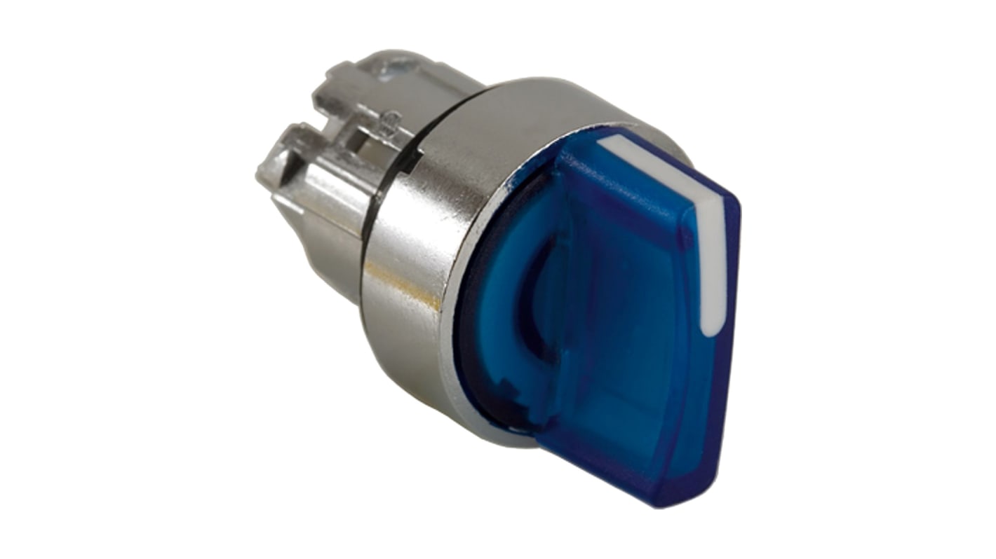 Schneider Electric Harmony XB4 Series 2 Position Selector Switch Head, 22mm Cutout, Blue Handle