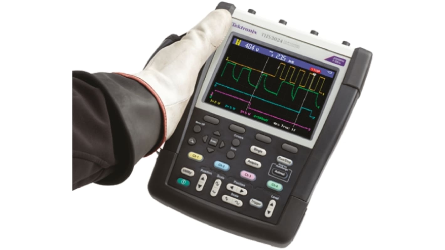 Tektronix THS3024 THS3000 Series Handheld Oscilloscope, 4 Analogue Channels, 200MHz - UKAS Calibrated