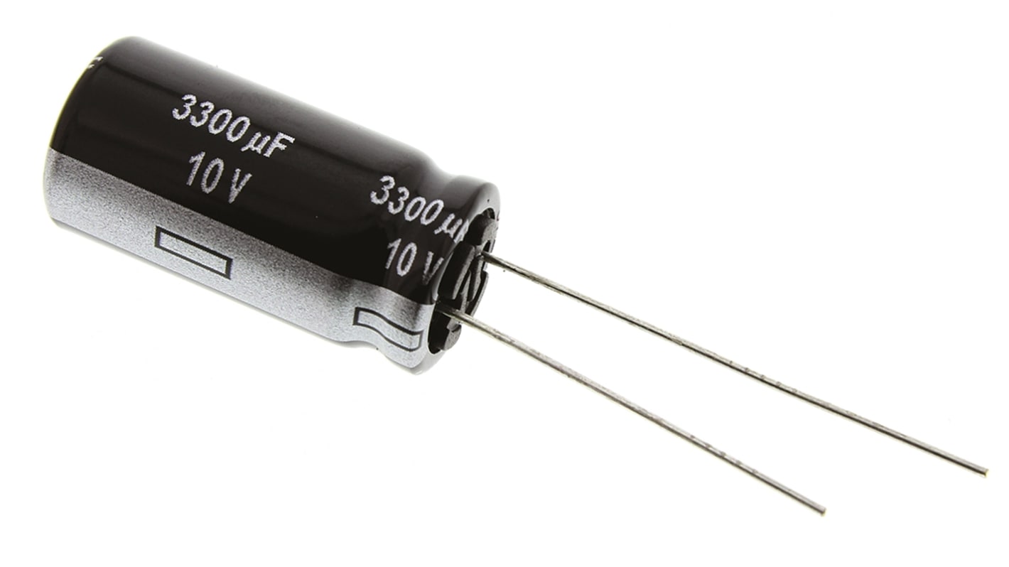 Panasonic EB(A), THT Aluminium-Elektrolyt Kondensator 3300μF ±20% / 10V dc, Ø 12.5mm x 25mm, bis 105°C