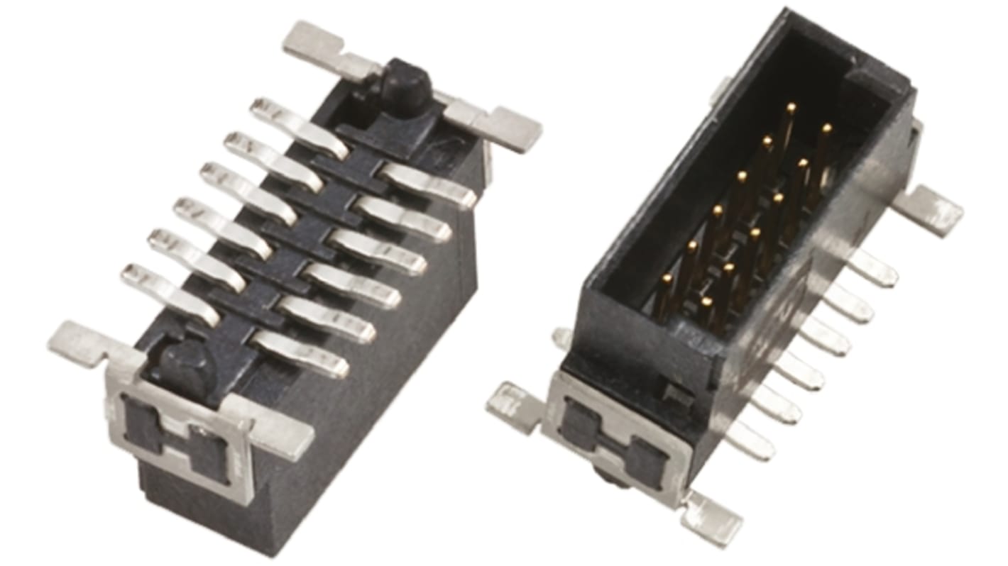 Conector macho para PCB Harting serie Har-Flex de 12 vías, 2 filas, paso 1.27mm, para soldar, Montaje Superficial