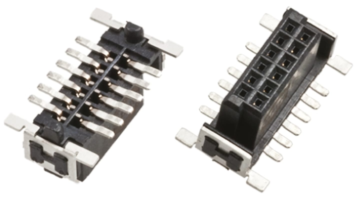 Conector hembra para PCB Harting serie Har-Flex, de 12 vías en 2 filas, paso 1.27mm, 12A, Montaje Superficial, para