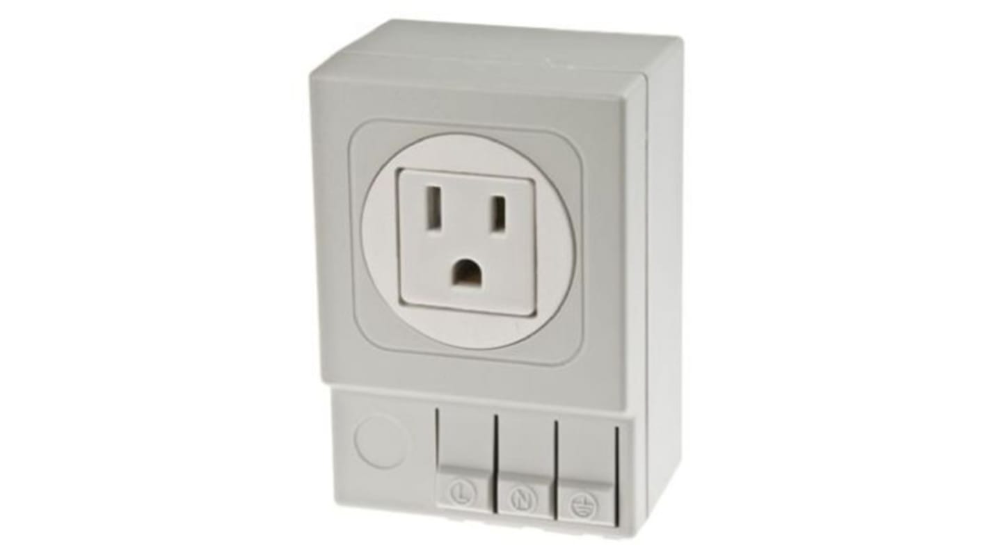 STEGO Light Grey 1 Gang Plug Socket, 15A, NEMA 5-15R, Indoor Use