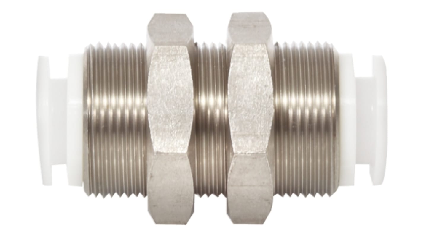 SMC KG Series Bulkhead Threaded-to-Tube Adaptor, R 3/8 Male to Push In 8 mm, Threaded-to-Tube Connection Style