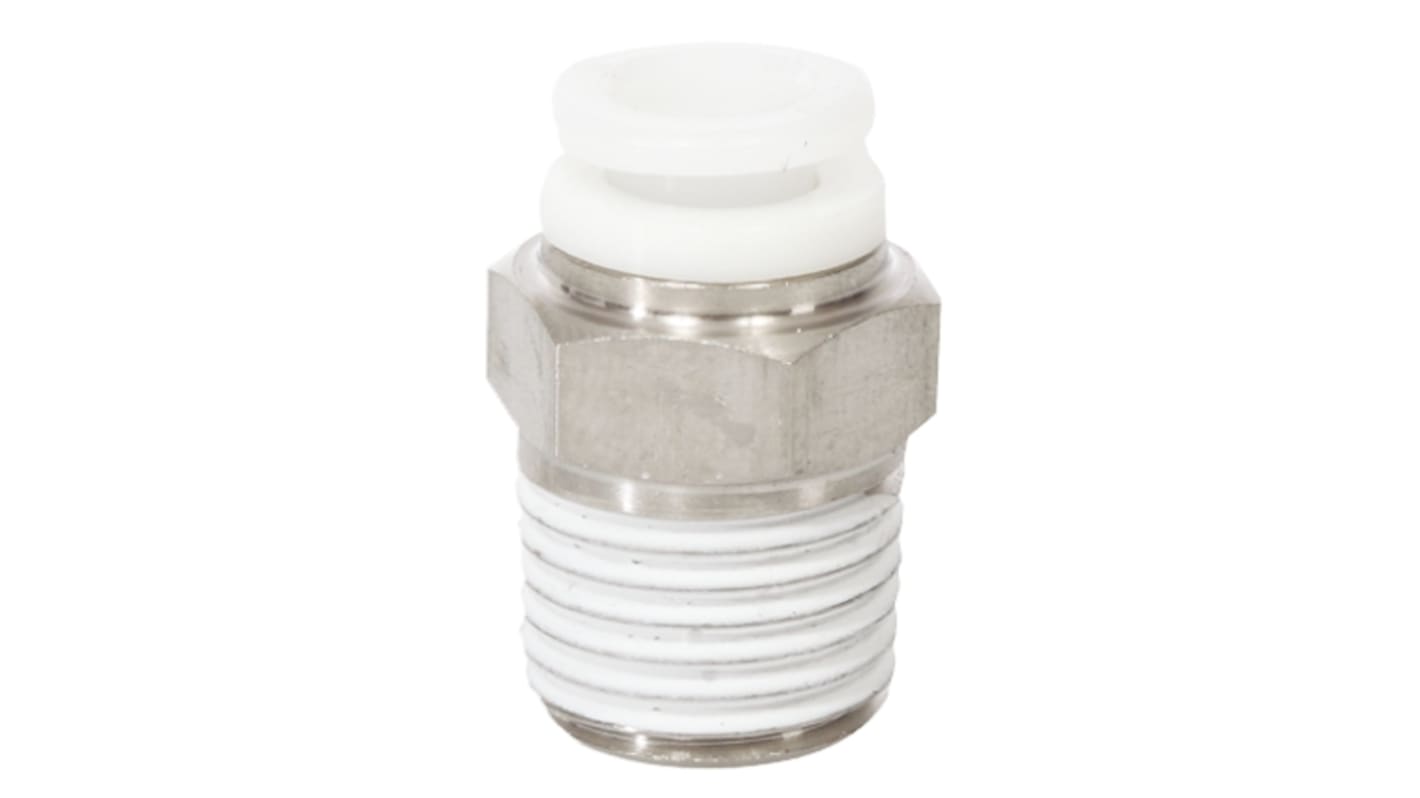 SMC KG Series Straight Threaded Adaptor, R 1/8 Male to Push In 8 mm, Threaded-to-Tube Connection Style
