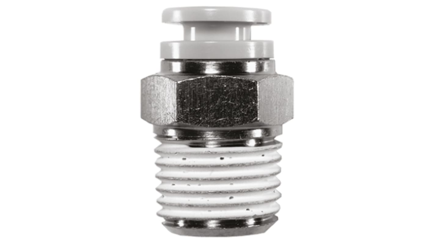 SMC KQ2 Series Straight Threaded Adaptor, R 1/4 Male to Push In 1/4 in, Threaded-to-Tube Connection Style