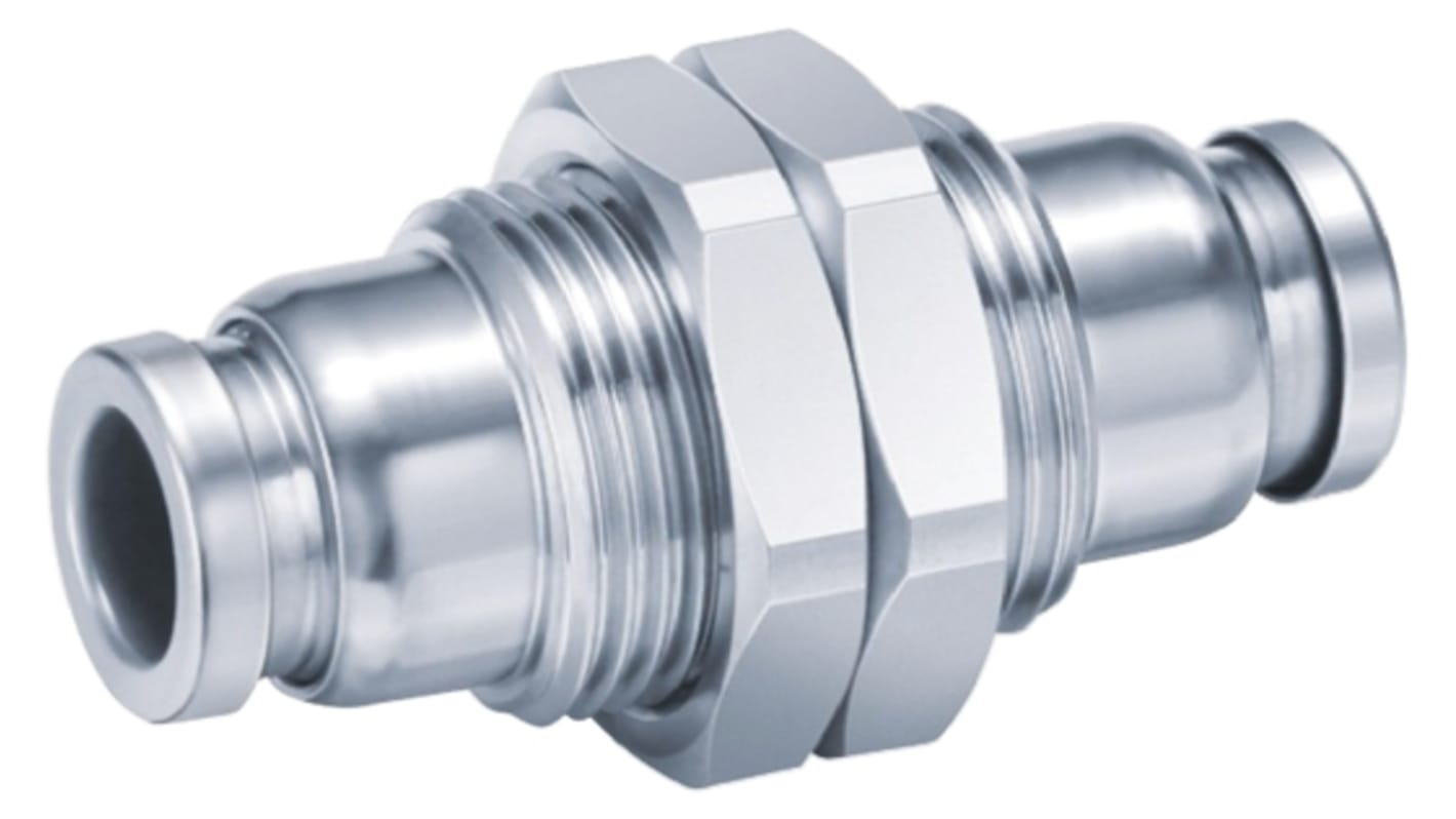 SMC KQB2 Series Bulkhead Threaded-to-Tube Adaptor, Rc 1/2 Female to Push In 12 mm, Threaded-to-Tube Connection Style