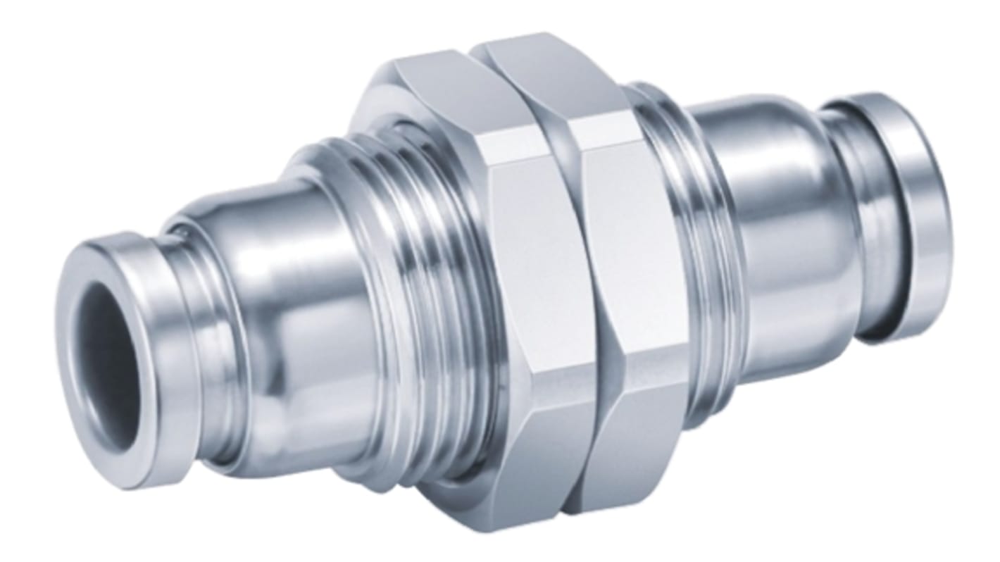 SMC KQG2 Series Bulkhead Threaded-to-Tube Adaptor, Rc 1/2 Female to Push In 12 mm, Threaded-to-Tube Connection Style