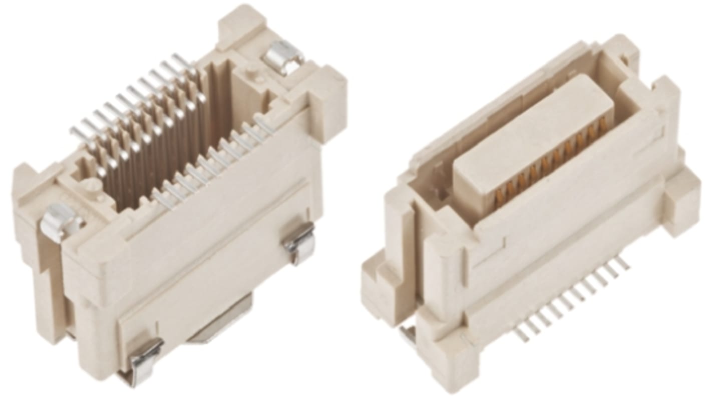 Molex SlimStack Series Straight Surface Mount PCB Socket, 40-Contact, 2-Row, 0.635mm Pitch, Solder Termination