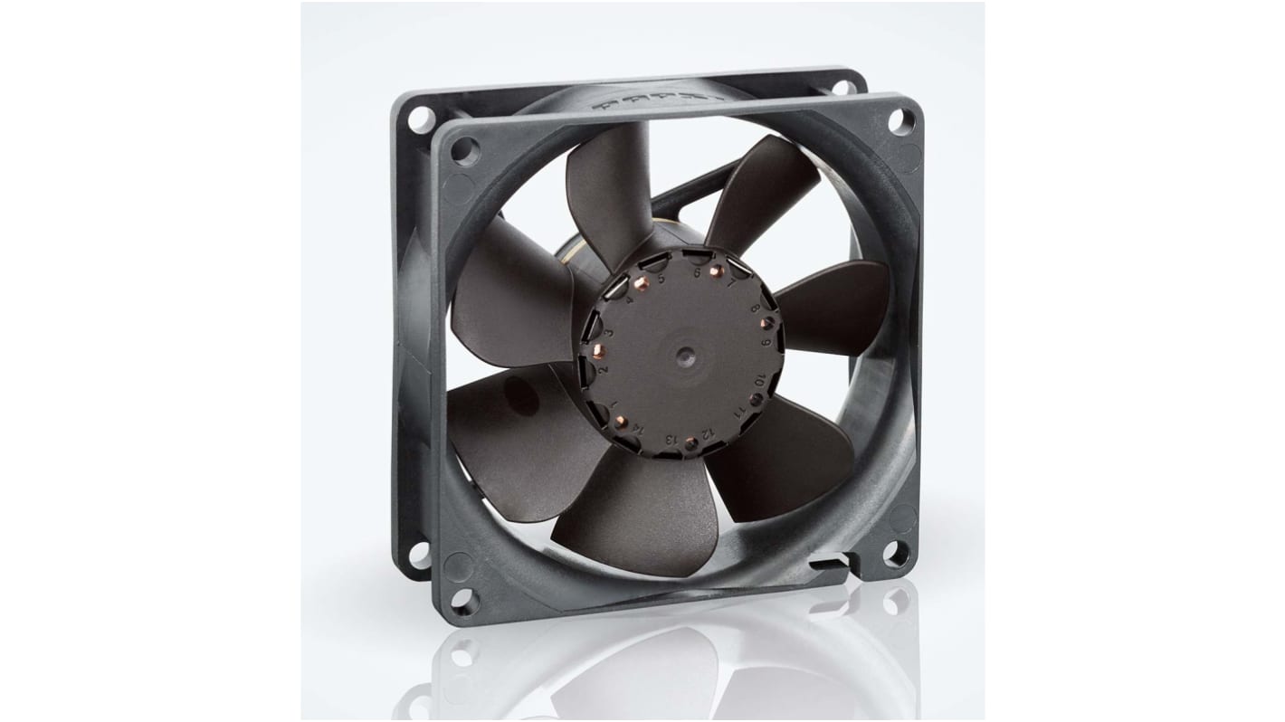 ebm-papst 8400 N Series Axial Fan, 12 V dc, DC Operation, 78m³/h, 3W, IP20, 80 x 80 x 25mm