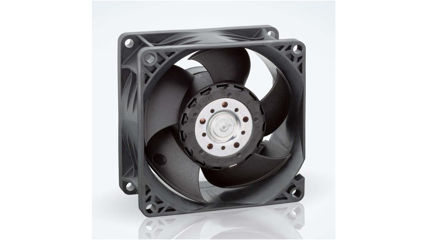 Ventilador Axial ebm-papst 8200 J de 80 x 80 x 38mm, 24 V dc, 37W, 14000rpm, caudal 222.7m³/h, 71dB, salida PWM,