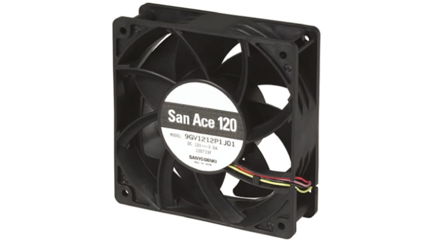 Sanyo Denki San Ace 9S Series Axial Fan, 12 V dc, DC Operation, 120m³/h, 2.28W, 190mA Max, 119 x 119 x 25mm