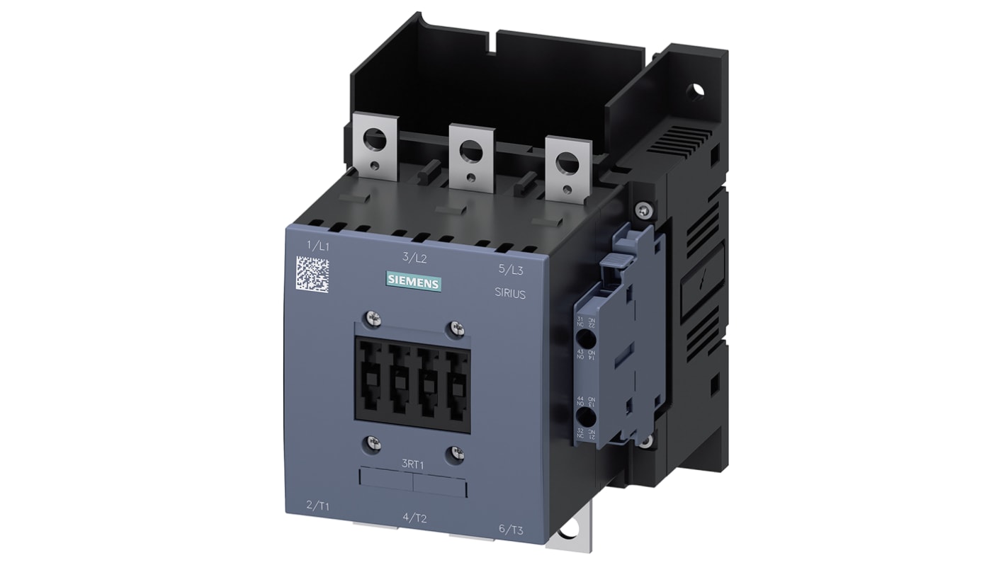 Siemens SIRIUS 3RT1 Contactor, 400 V ac Coil, 3-Pole, 115 A, 55 kW, 2NO + 2NC, 400 V ac