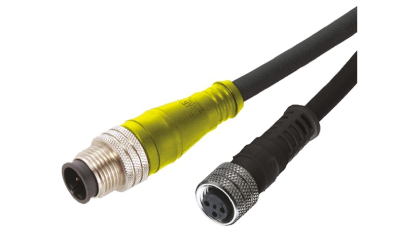 Cable de conexión Brad from Molex, con. A M8 Hembra, 3 polos, con. B M12 Macho, cod.: A, long. 2m, 250 V, 4 A