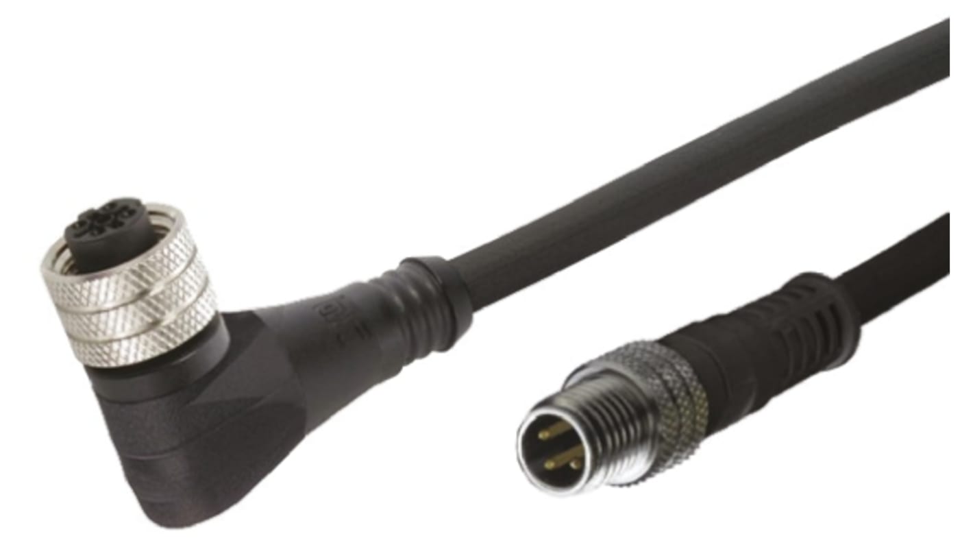 Cable de conexión Brad from Molex, con. A M12 Hembra, 4 polos, con. B M12 Macho, 4 polos, cod.: A, long. 1m, IP67