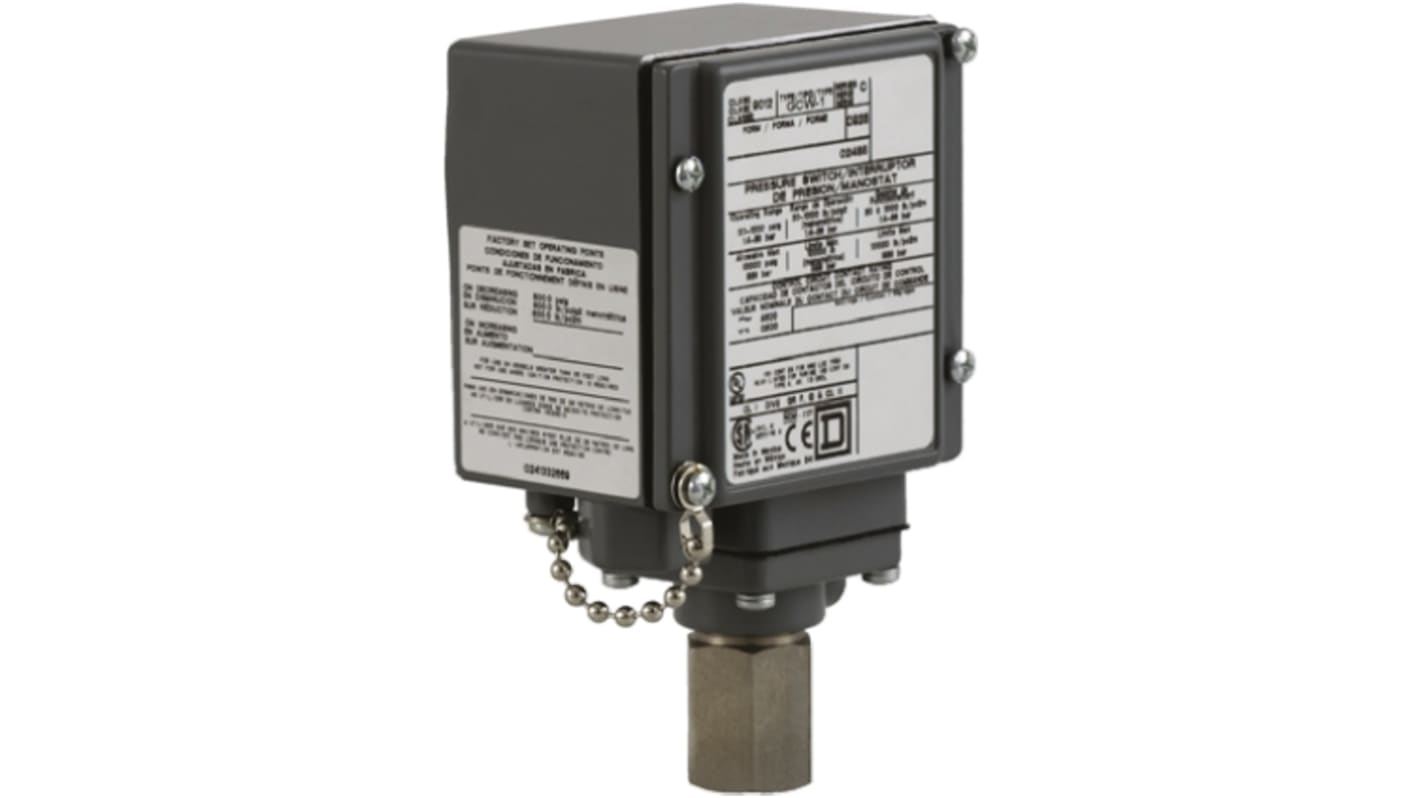 Interrupteur de pression Telemecanique Sensors, Différentiel 560psi max, pour Niveau de gaz, liquide, NPT 1/4