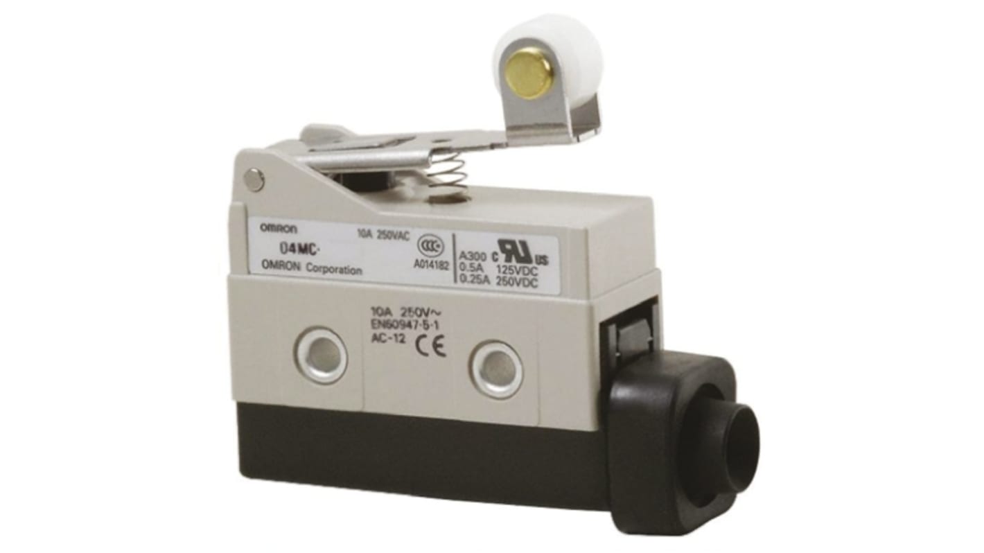 Omron Roller Lever Limit Switch, NO/NC, IP67, SPDT, 480V ac Max, 10A Max