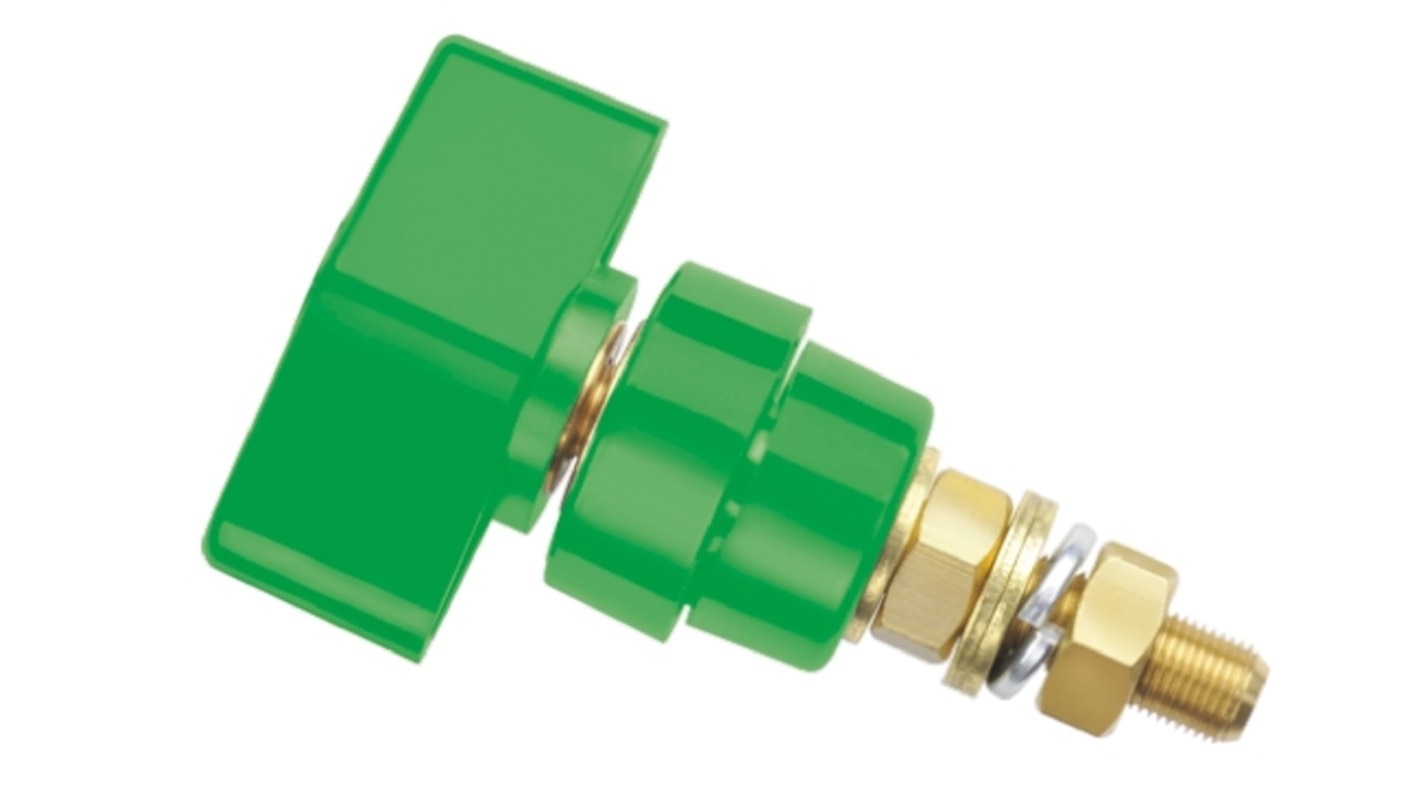 Polo terminale Schutzinger M8 x 0.75, Ø foro 4mm, 1kV, 100A, col. Verde