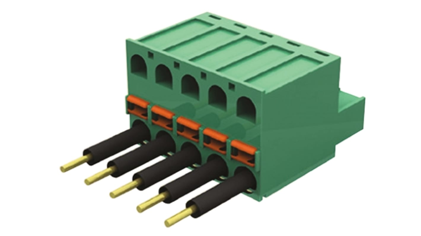 Amphenol FCI PCB Terminal Block, 5mm Pitch, Spring Cage Termination