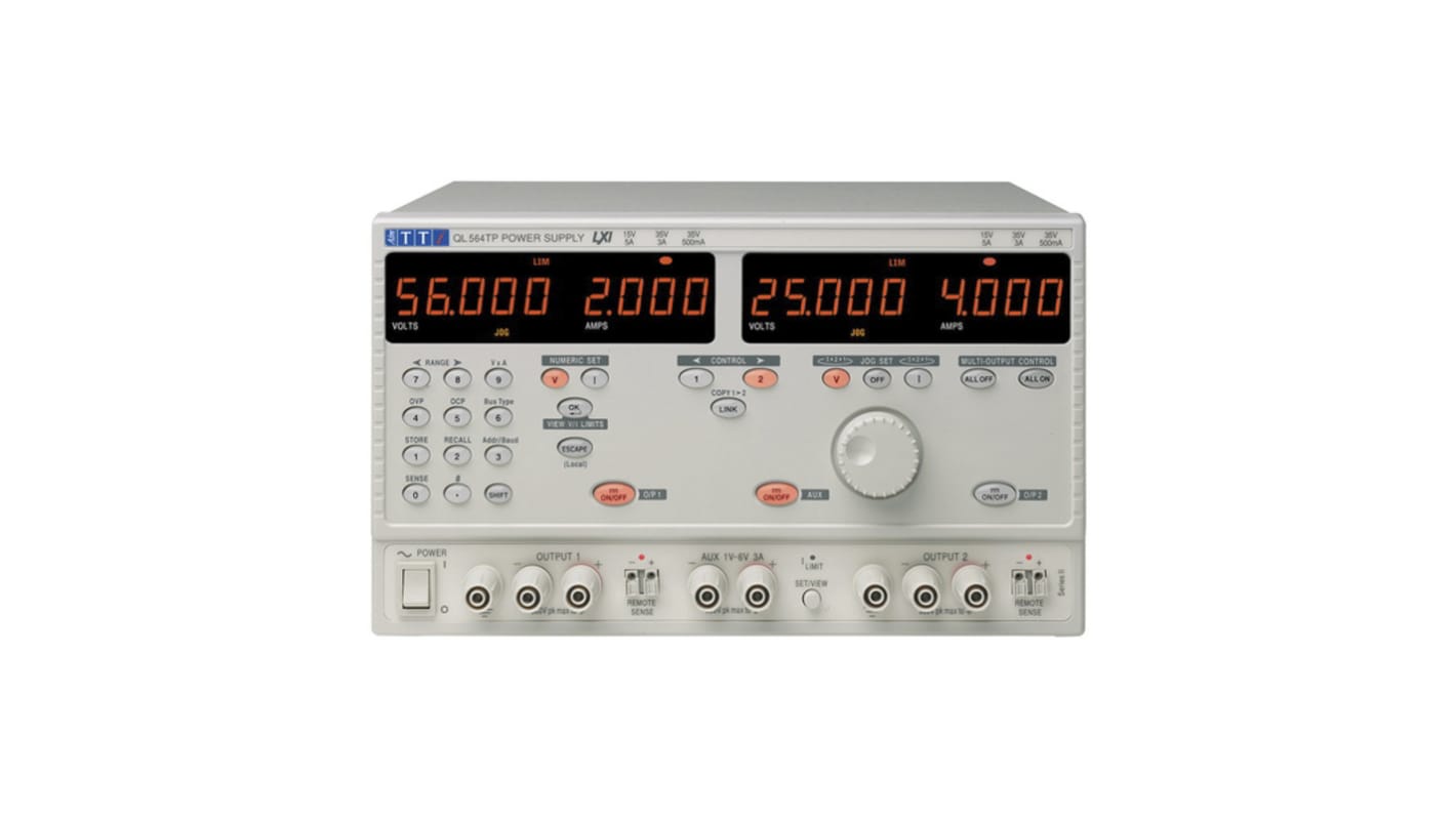 Aim-TTi QL Series II Series Digital Bench Power Supply, 0 → 56V, 0 → 2A, 3-Output, 242W - UKAS Calibrated