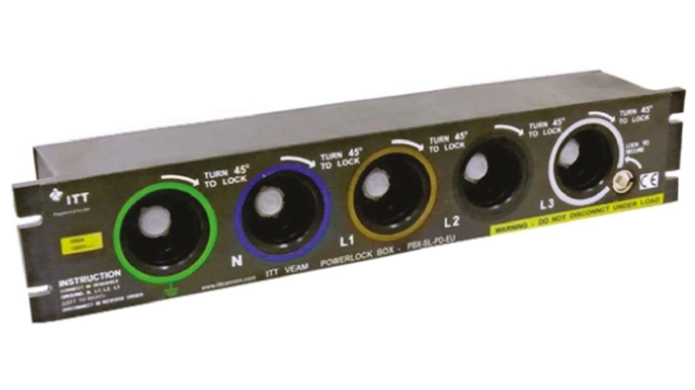 nagy teherbírású tápcsatlakozó Veam Powerlock sorozat Panelre szerelhető, 1P, 660A, 1,5 kV, IP2X, IP67