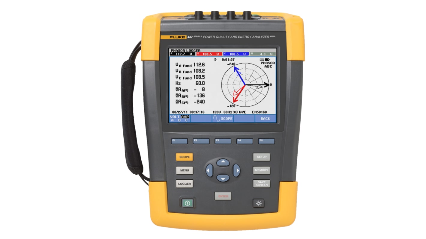 Fluke 437 Power Quality Analyser, 3-Phase, 6000A ac Max, 1000V ac Max